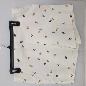 Rachel Zoe White Fruit Print High Waist Shorts